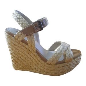 MIA | Shoes | Mia Francis Natural Raffia Platform Wedges Peeptoe Size